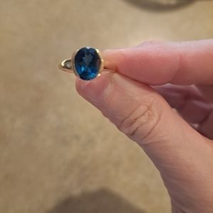 14kt Yellow Gold, London Blue Topaz  Women's Ring, Size 8